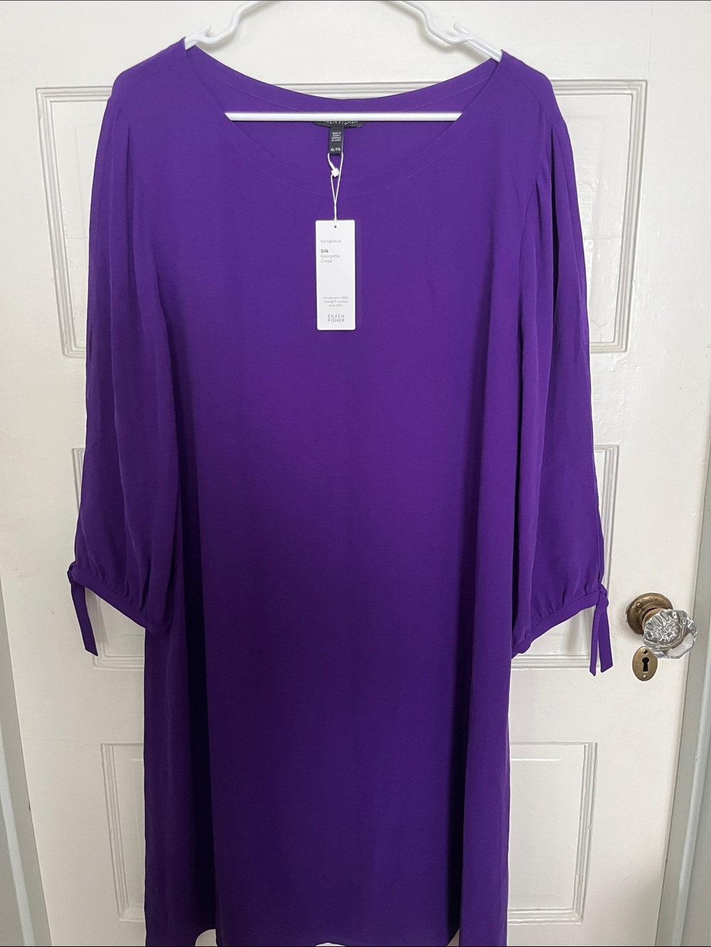 Eileen Fisher Violet Midi Dress with Tie Cuffs